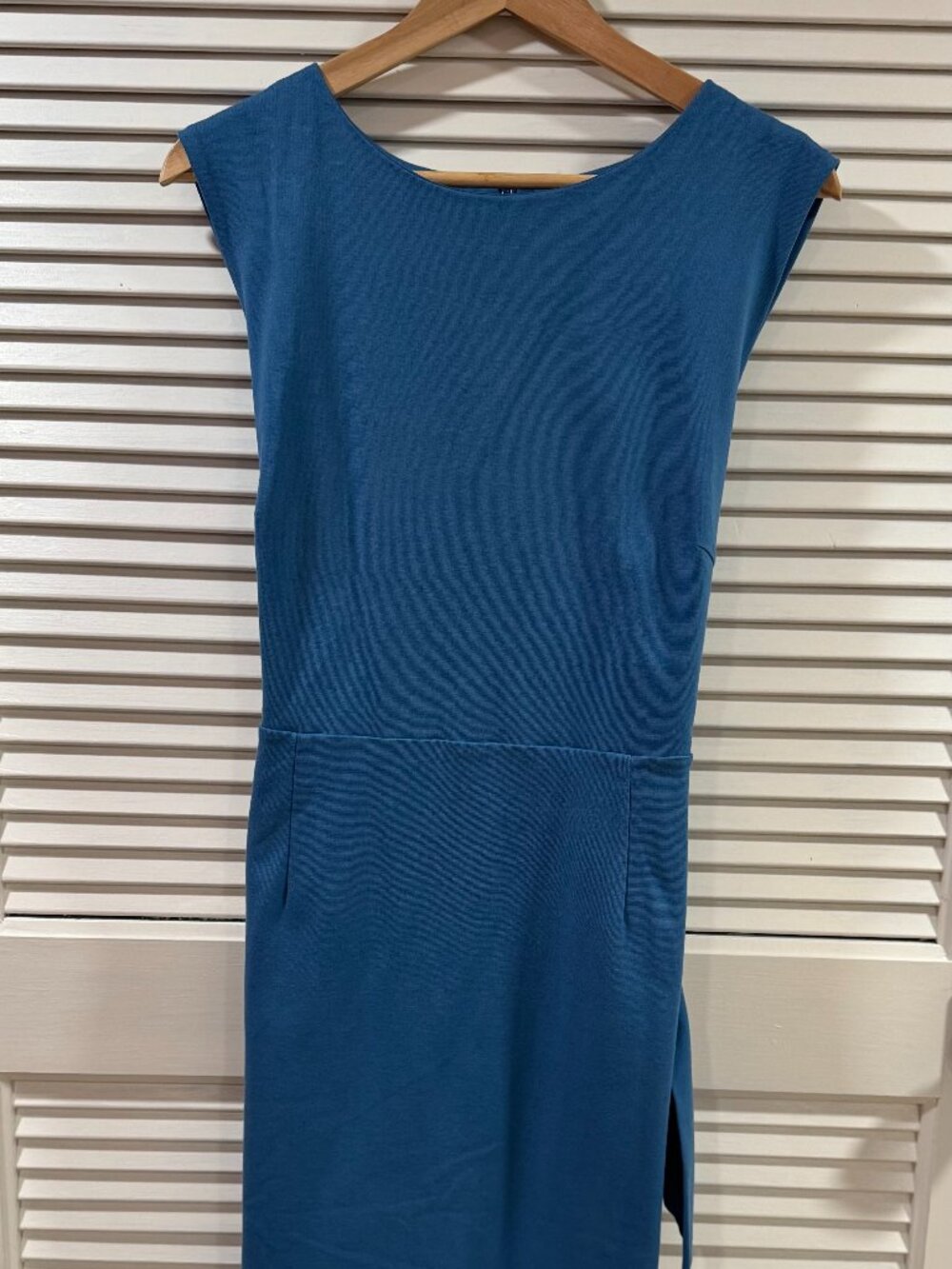 Boden Blue Ponte Sheath Midi Dress Tie Waist Size 14R New